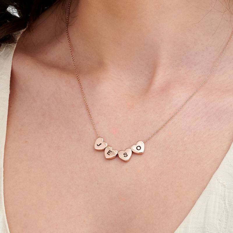 Initial Hearts Stackable Necklace in Rose Gold Plating-3 product photo