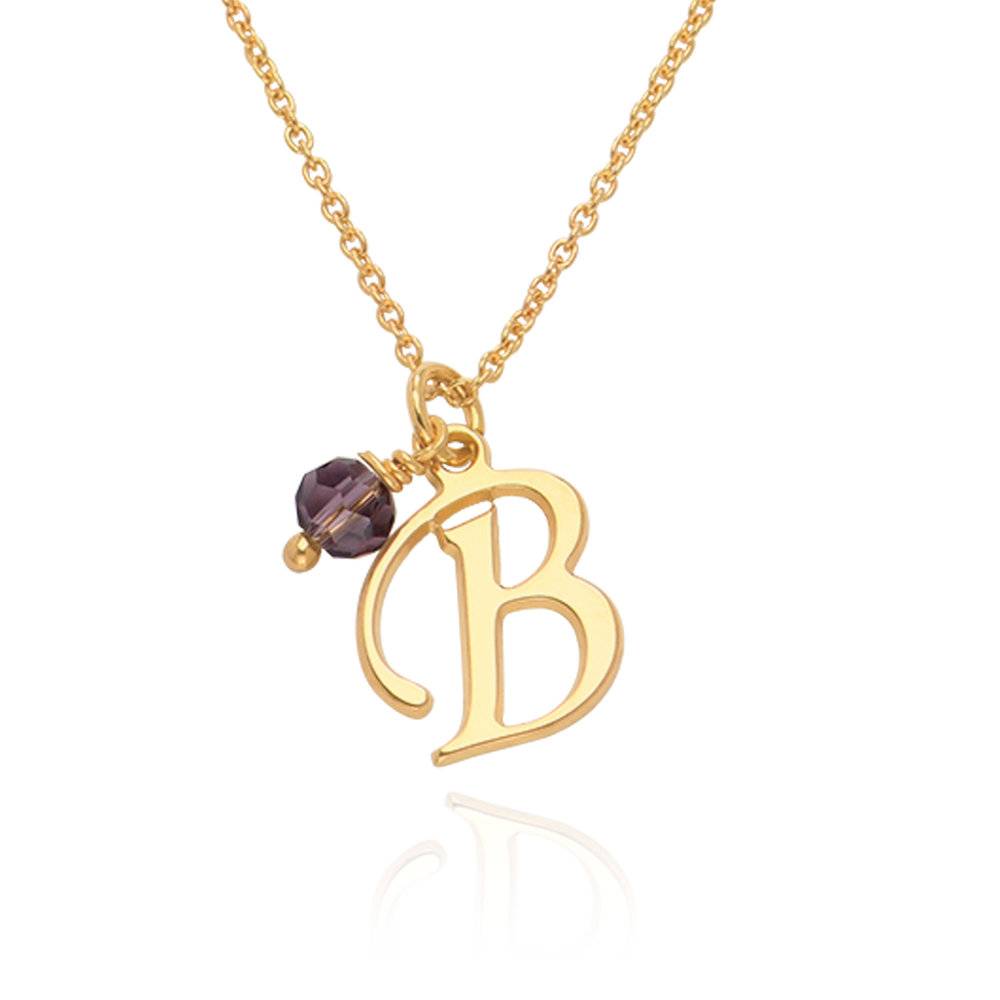 Initial Necklace with Birthstone in 18k Gold Vermeil-1 product photo