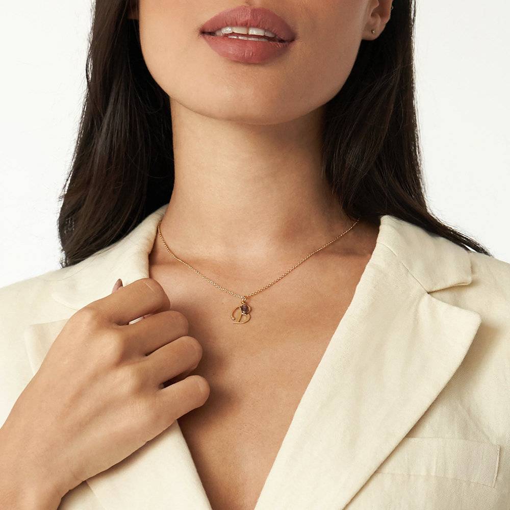 Initial Necklace with Birthstone in 18k Gold Vermeil-2 product photo