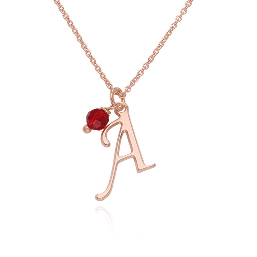 Initial Necklace with Birthstone in 18k Rose Gold Plating-3 product photo