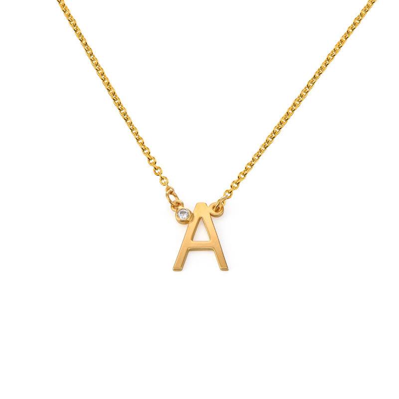 Initial Pendant Necklace with Cubic Zirconia in 18K Gold Plating-1 product photo