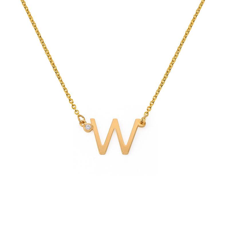 Initial Pendant Necklace with Cubic Zirconia in 18K Gold Vermeil-1 product photo