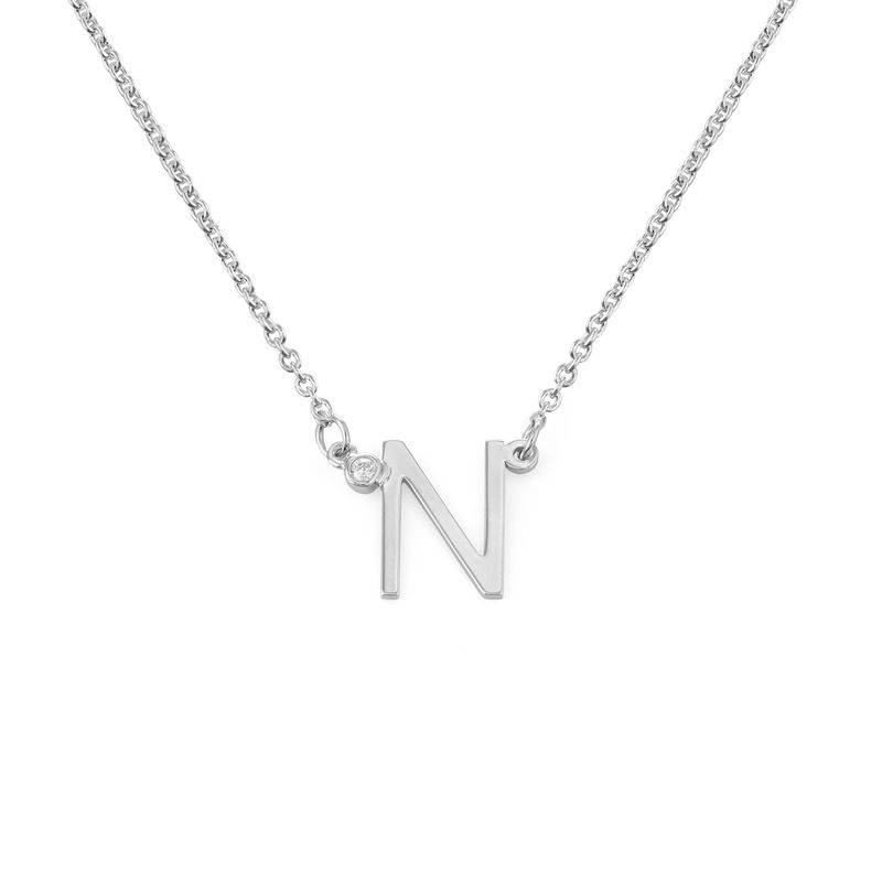 Initial Pendant Necklace with Cubic Zirconia in Sterling Silver-1 product photo