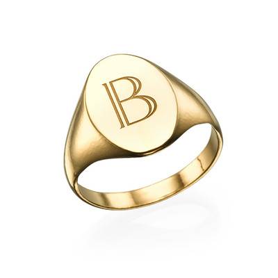 Initial Signet Ring - 18k Gold Plated-1 product photo