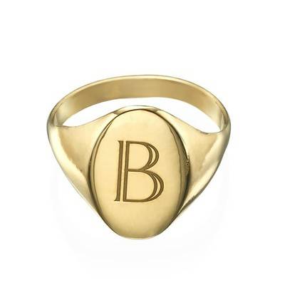 Initial Signet Ring - 18k Gold Plated product photo