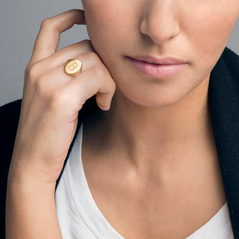 Initial Signet Ring - 18k Gold Plated-3 product photo