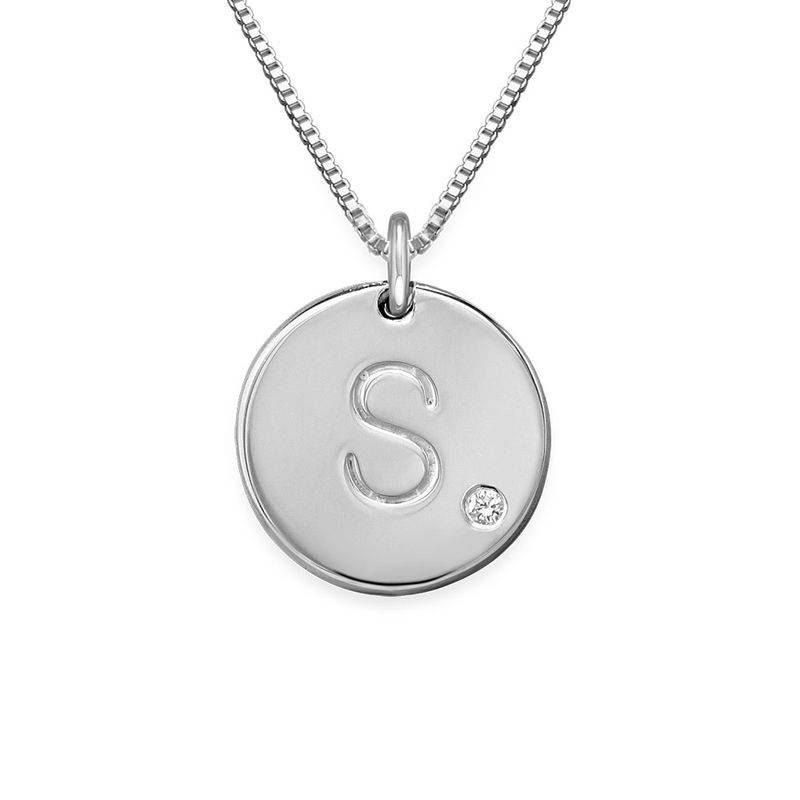 Initial Sterling Silver Diamond Necklace-1 product photo