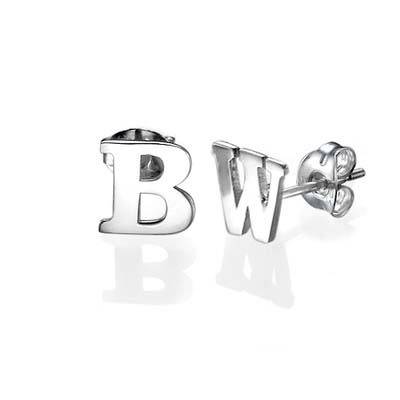 Initial Stud Earrings in Silver – Print product photo