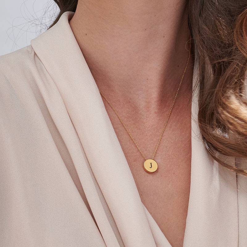 Initial Thick Disc Necklace in Gold Plating-4 product photo
