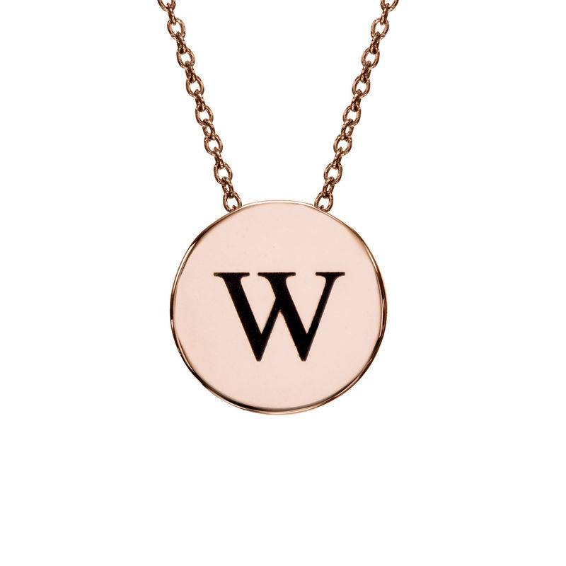 Initial Thick Disc Necklace in Rose Gold Plating-1 product photo