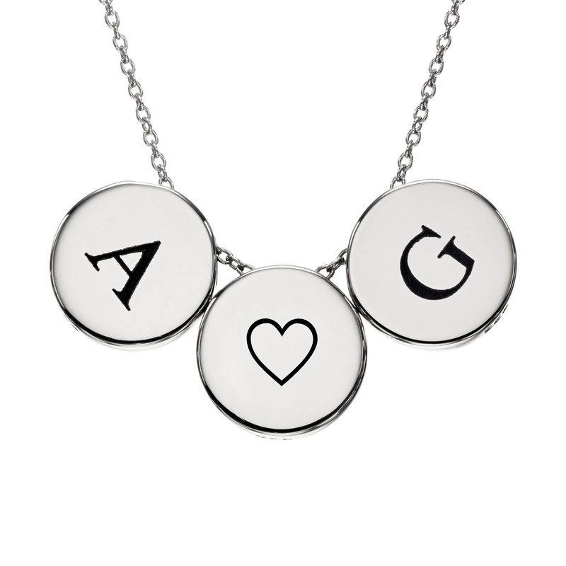 Initial Thick Disc Necklace in Sterling Silver-2 product photo