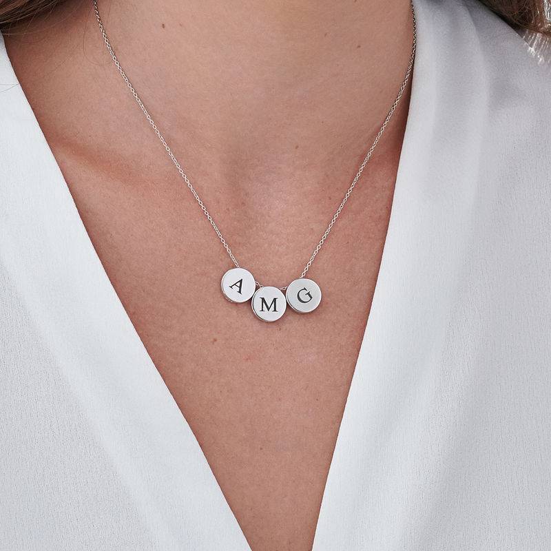 Initial Thick Disc Necklace in Sterling Silver-4 product photo