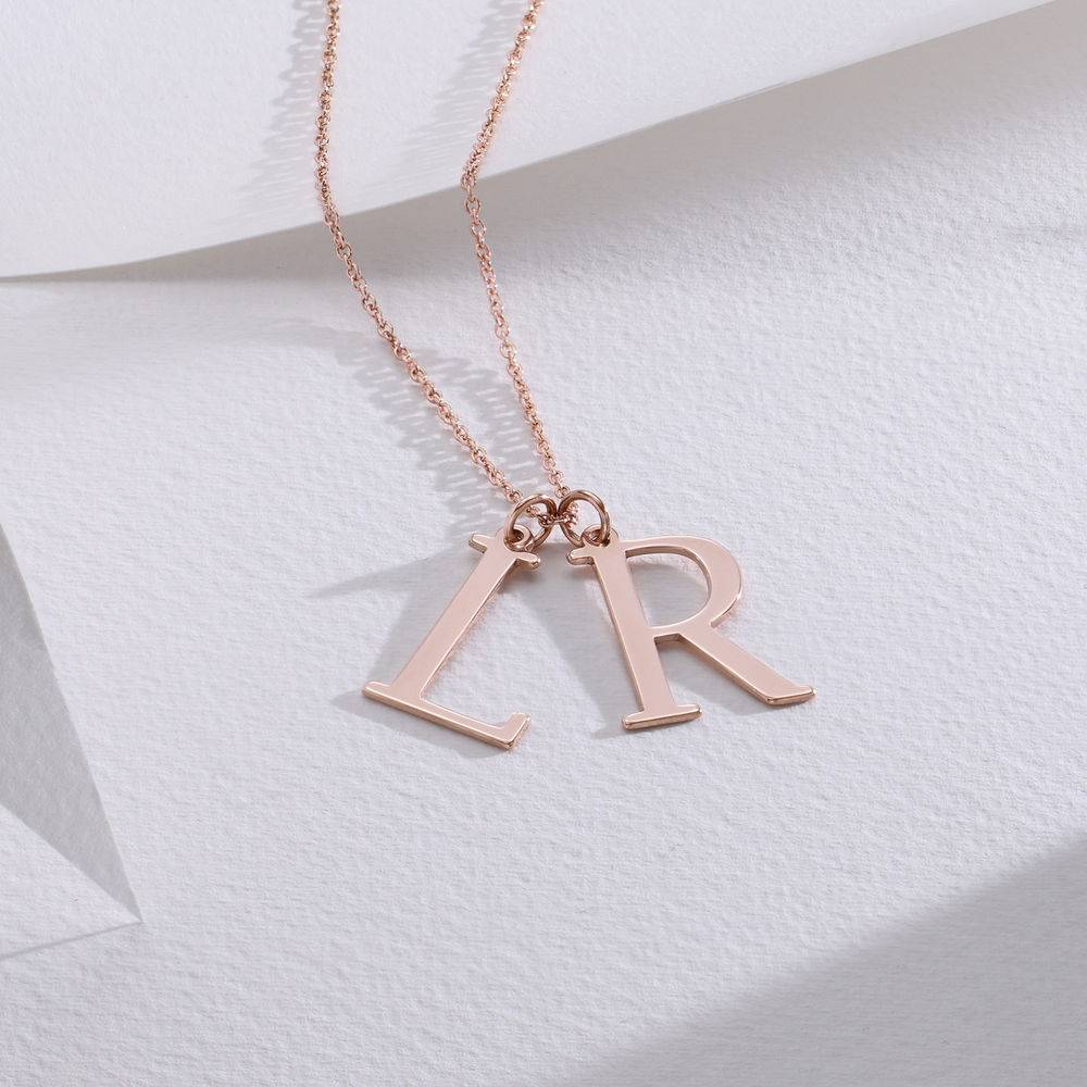 Initials Necklace in 18K Rose Gold Plating-5 product photo