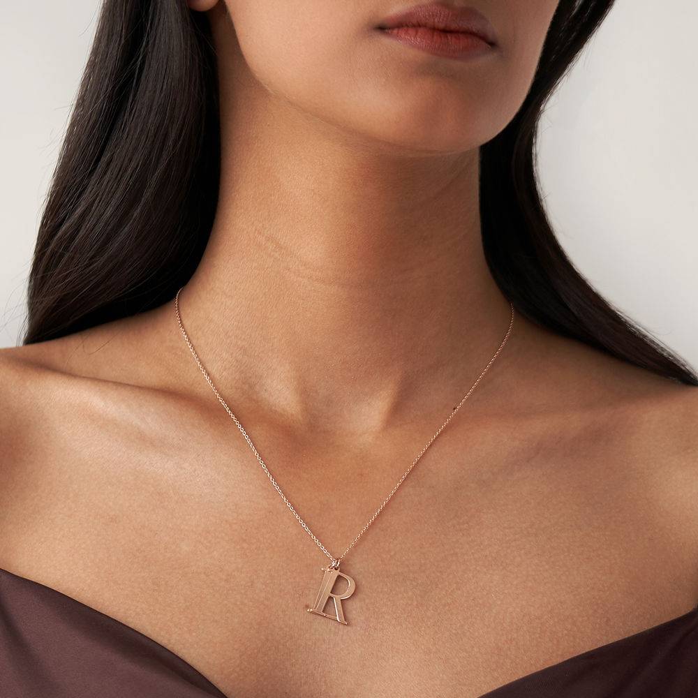 Initials Necklace in 18K Rose Gold Plating-4 product photo