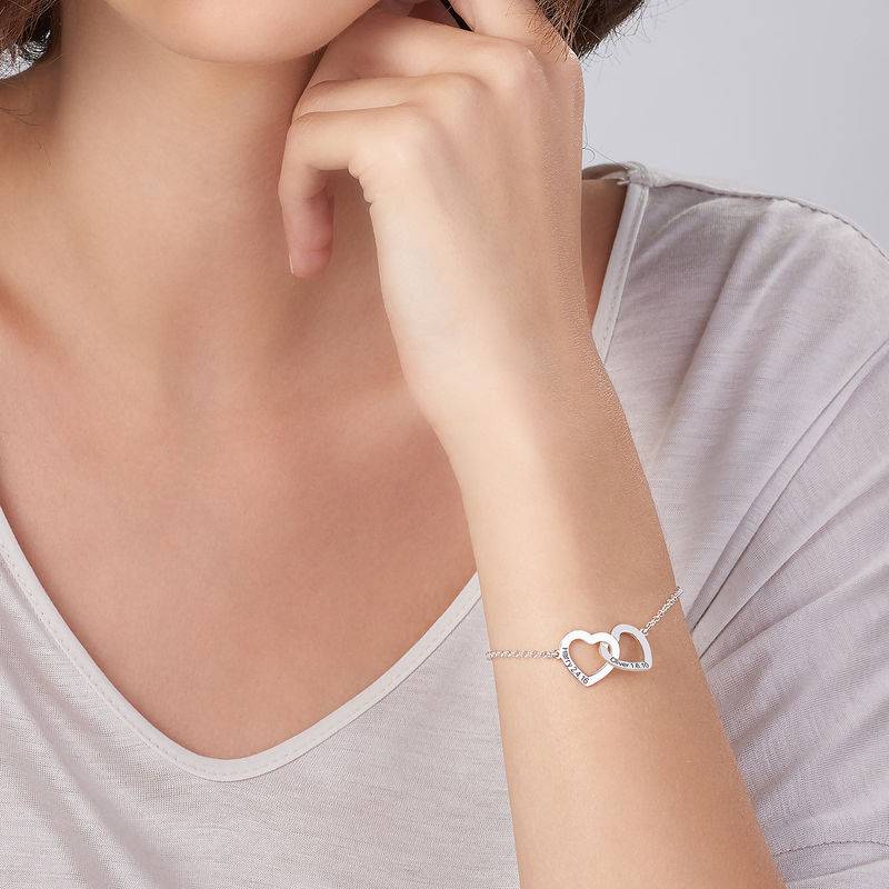Claire Interlocking Adjustable Hearts Bracelet in Sterling Silver-5 product photo