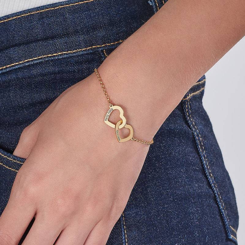 Claire Interlocking Adjustable Hearts Bracelet with 14K Yellow Gold-1 product photo