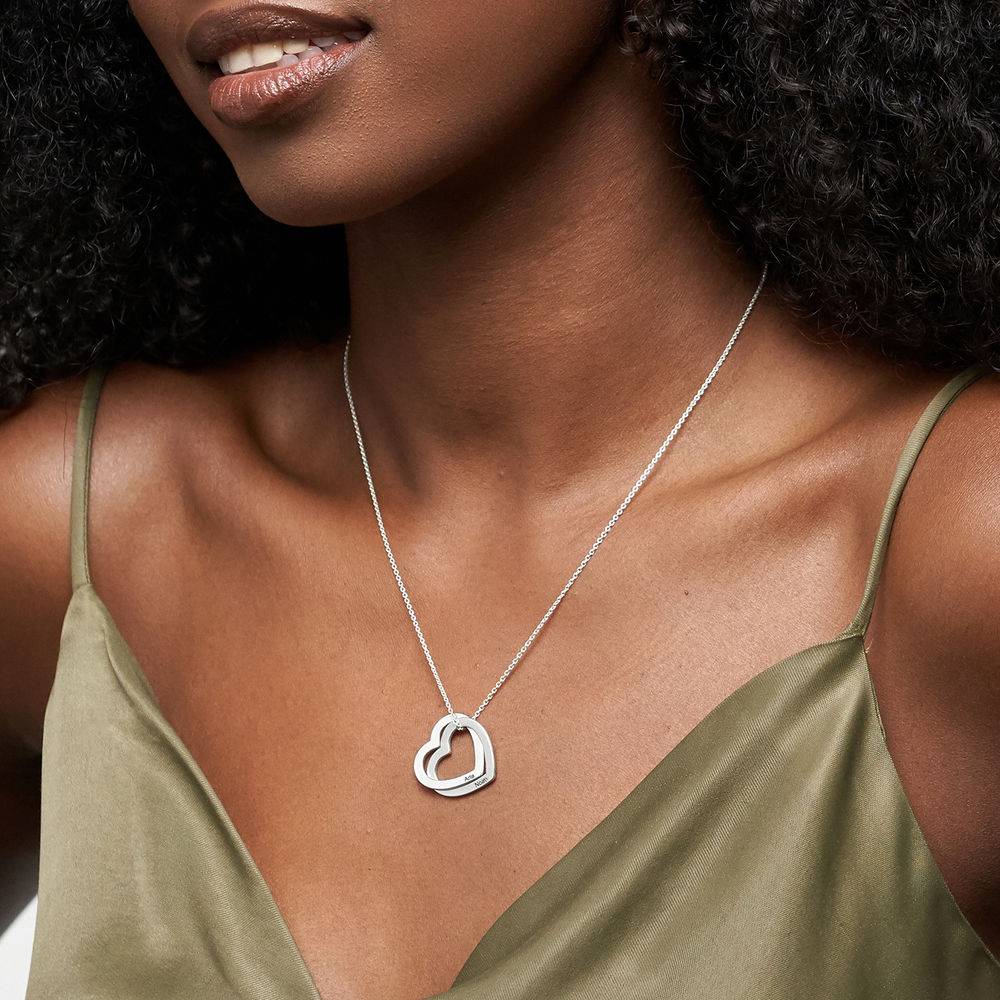 Claire Interlocking Hearts Necklace in 14K White Gold-1 product photo