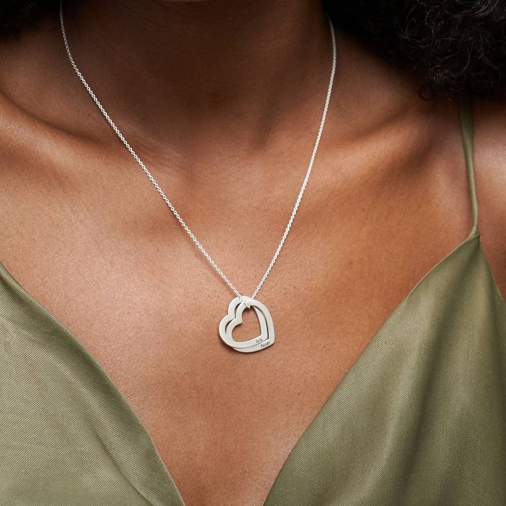 Claire Interlocking Hearts Necklace in 14K White Gold-2 product photo
