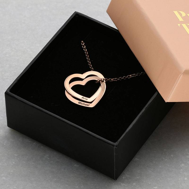 Claire Interlocking Hearts Necklace in 18k Rose Gold Plating-6 product photo