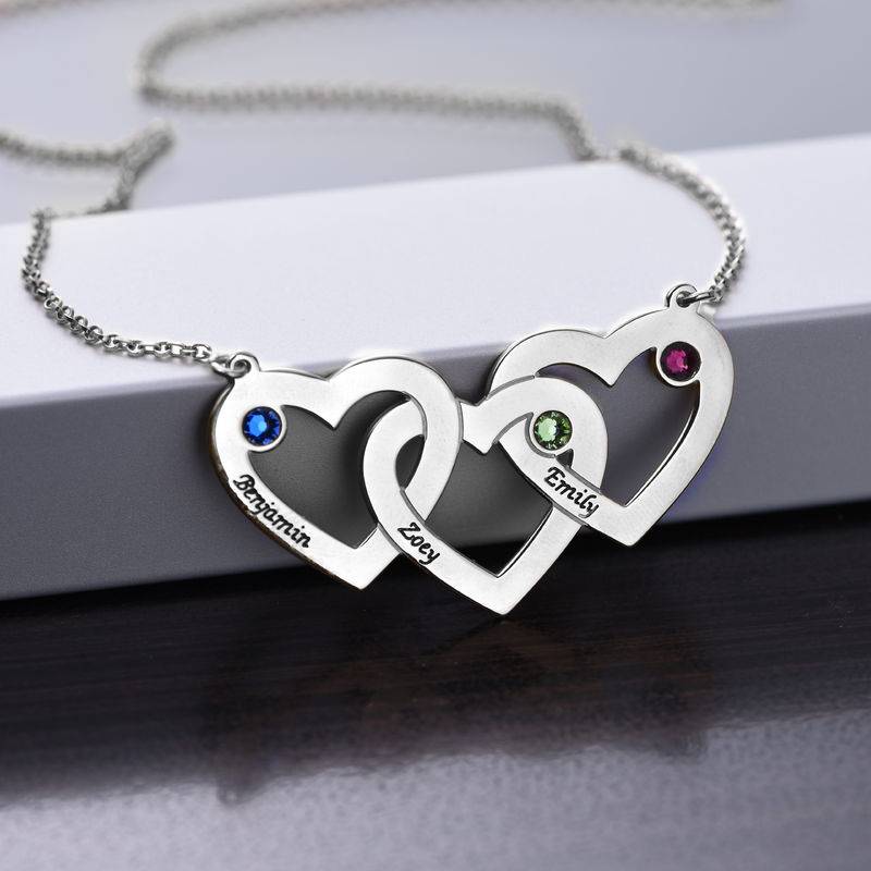 Intertwined Hearts Necklace with Birthstones-3 product photo