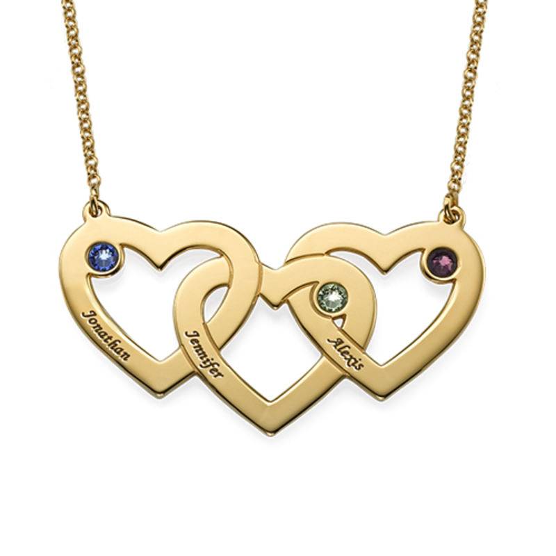 Intertwined Hearts Necklace with Birthstones in 18k Gold Vermeil-5 product photo
