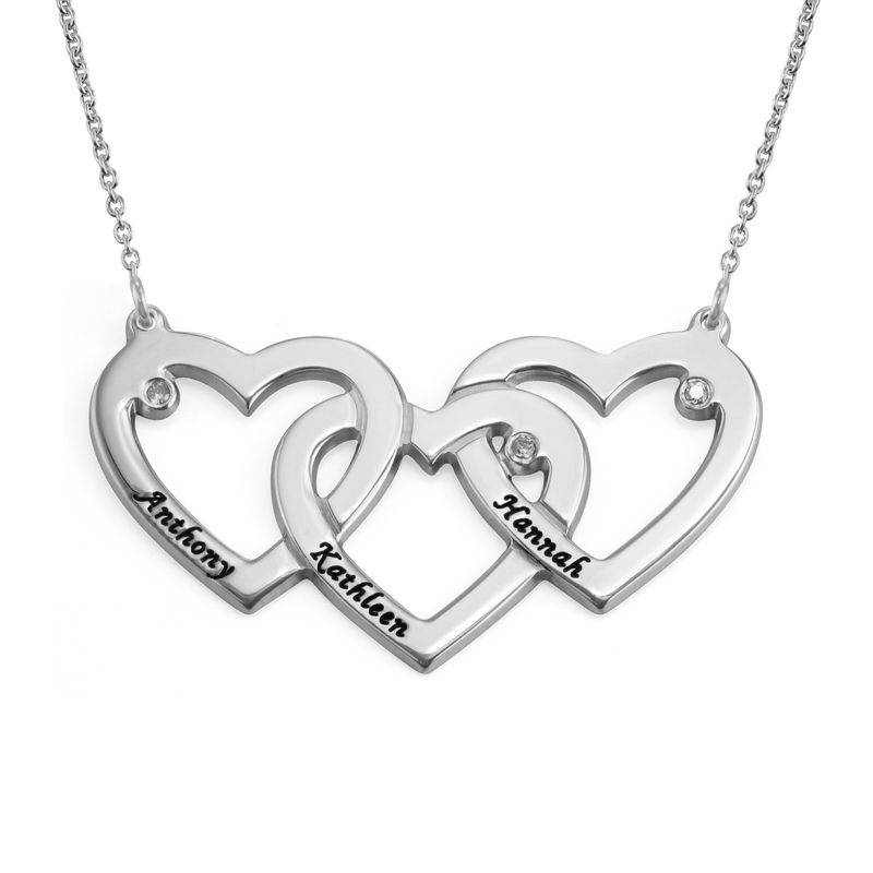Intertwined Hearts Necklace with Diamonds in Sterling Silver-1 product photo