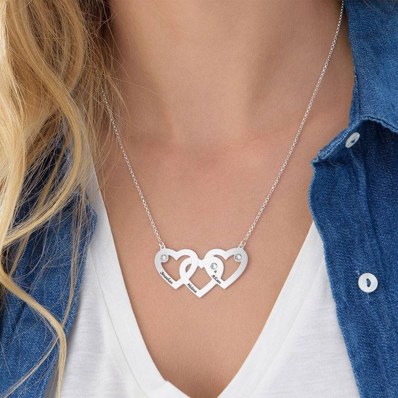 Intertwined Hearts Necklace with Diamonds in Sterling Silver-3 product photo