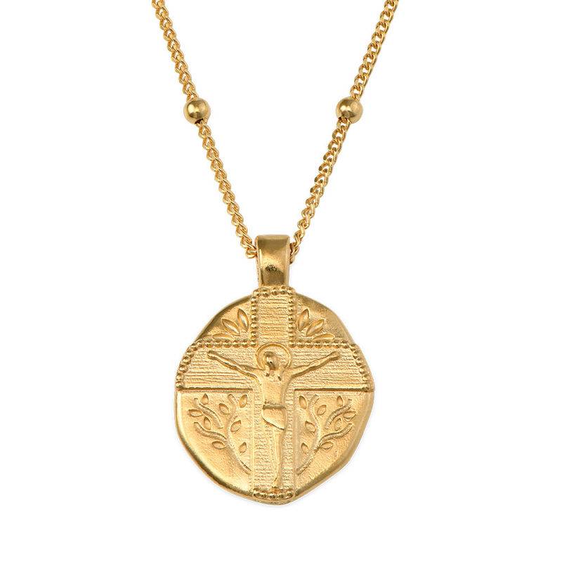 Jesus Christ Coin Necklace in Gold Plating-1 product photo