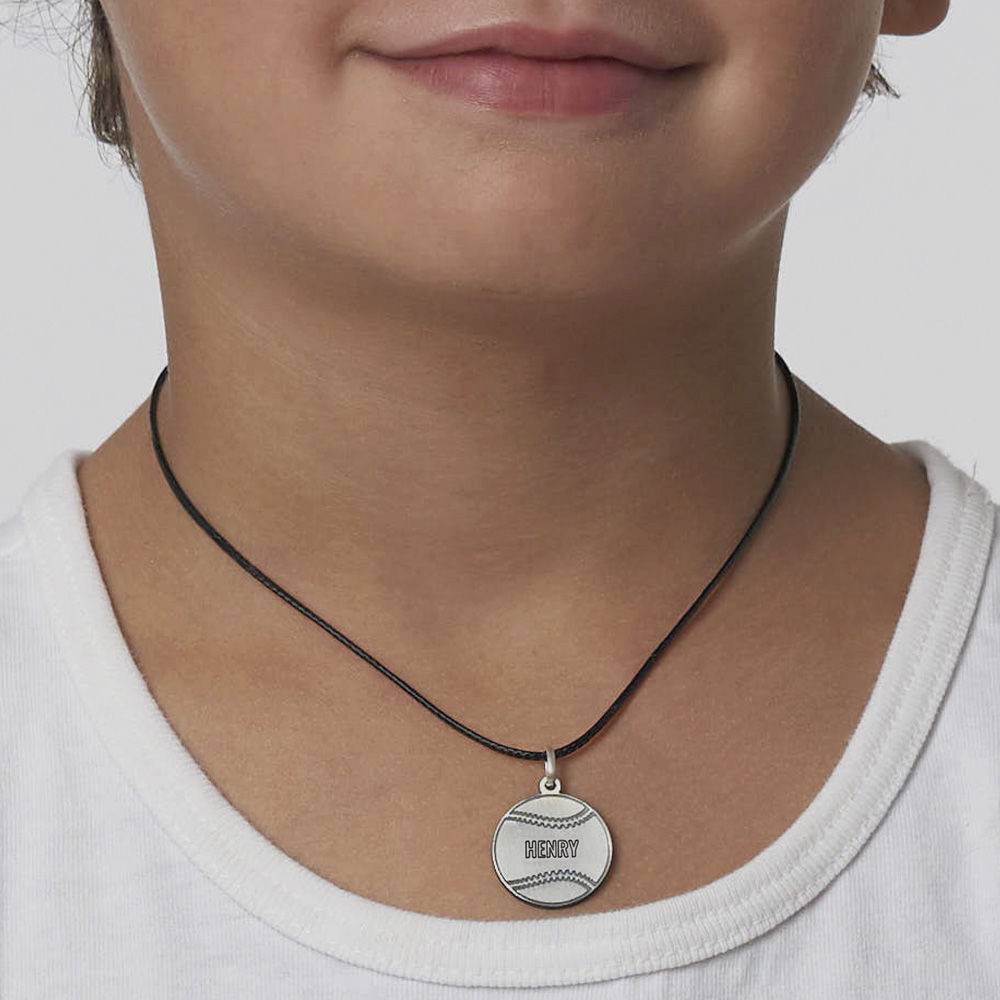 Kids Baseball Necklace in Sterling Silver product photo