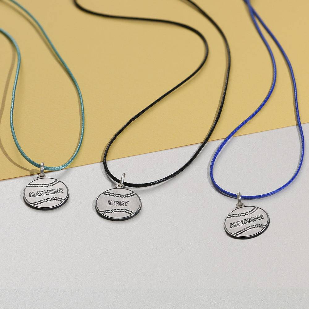 Kids Baseball Necklace in Sterling Silver-3 product photo