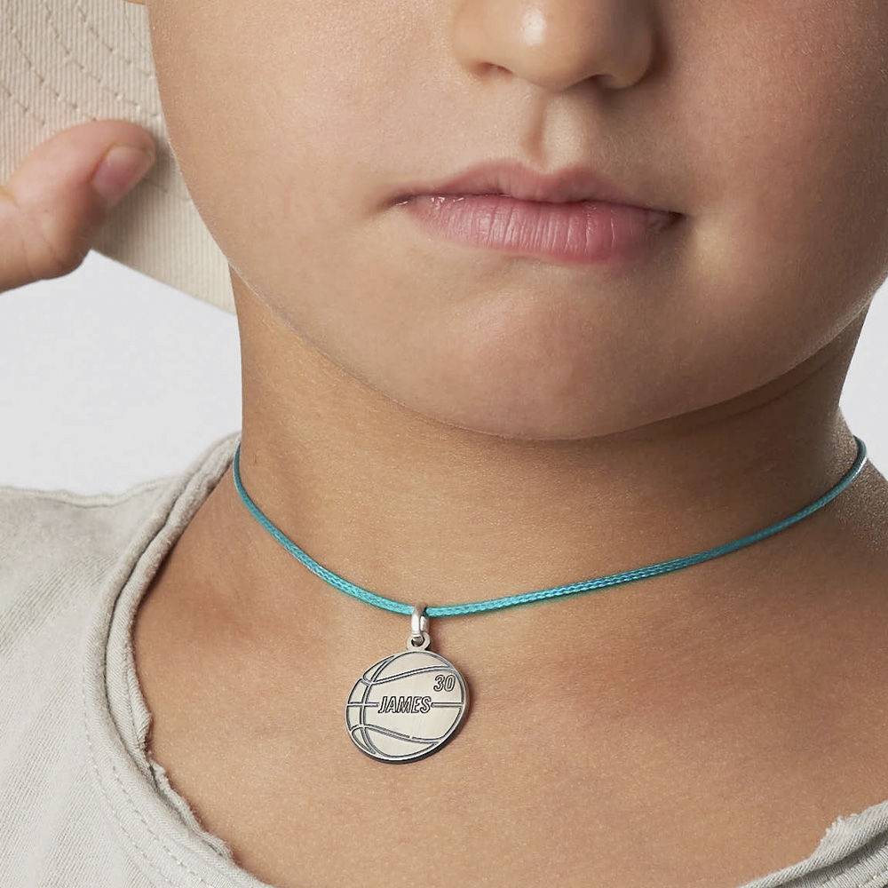 Kids Basketball Necklace in Sterling Silver product photo