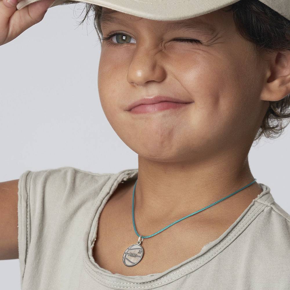 Kids Basketball Necklace in Sterling Silver product photo