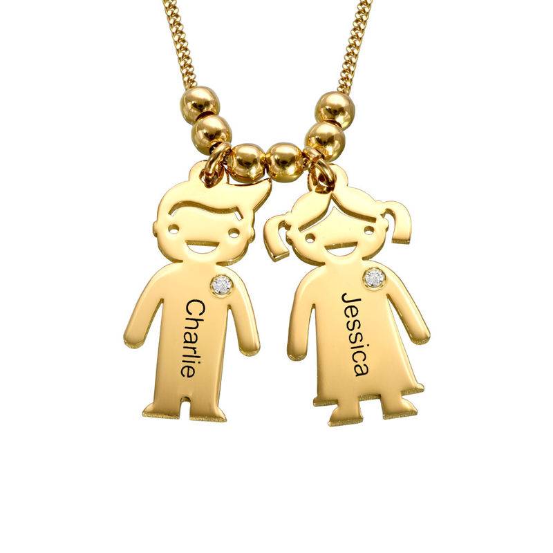 Kids Charms Mother Necklace in Gold Plating with Diamond-1 product photo