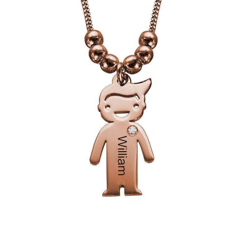 Kids Charms Mother Necklace in Rose Gold Plating with Diamond-4 product photo
