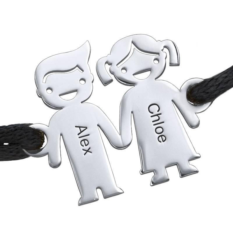 Silver Kids Holding Hands Charms Bracelet-2 product photo