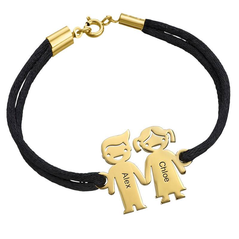 Kids Holding Hands Charms Bracelet - Gold Plated-1 product photo