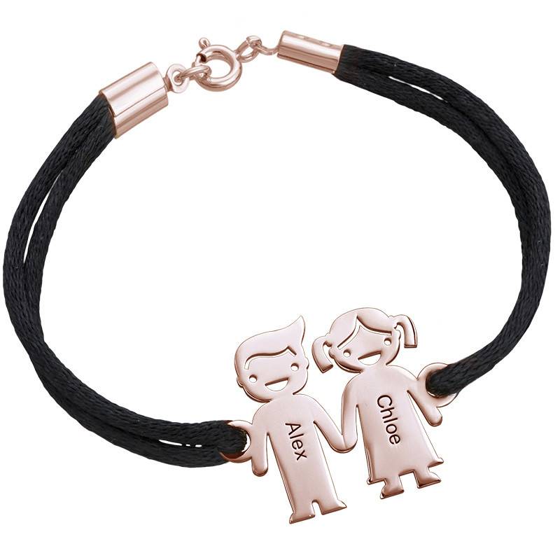Kids Holding Hands Charms Bracelet - Rose Gold Plated-1 product photo