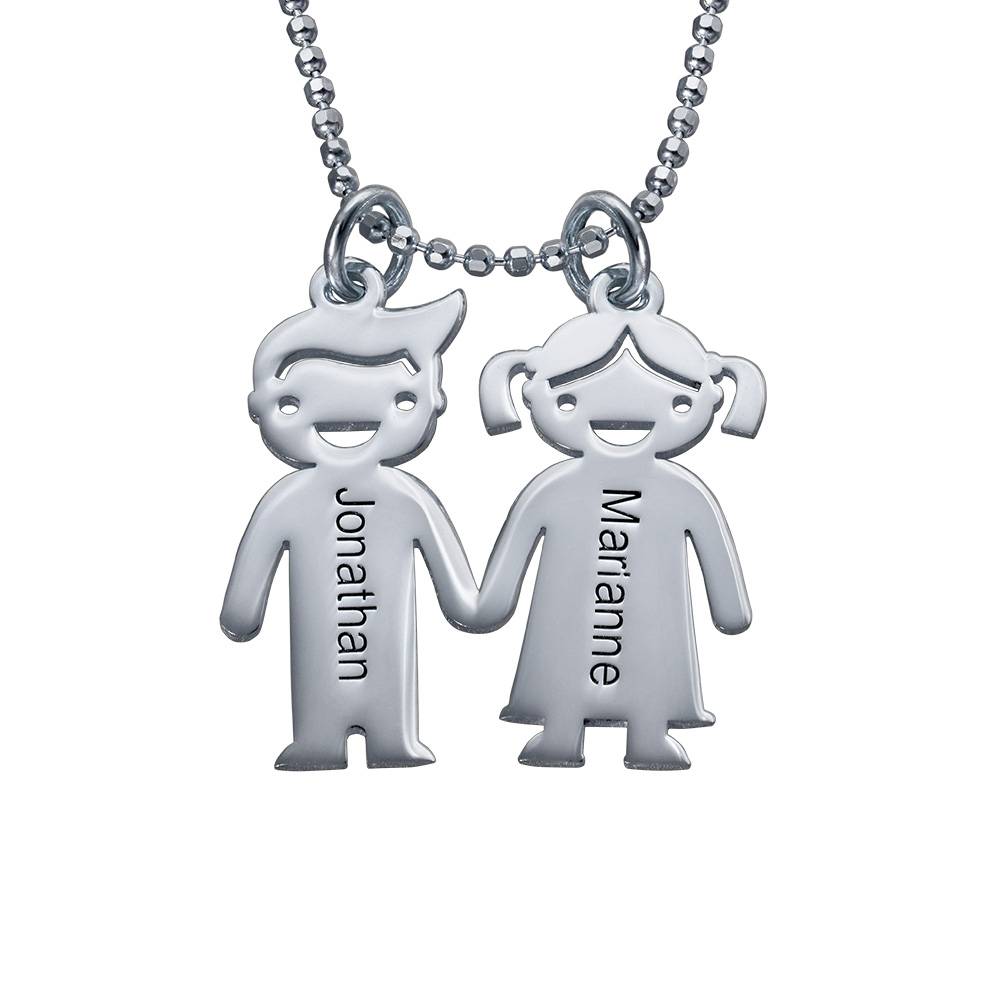 Silver Kids Holding Hands Charms Necklace product photo