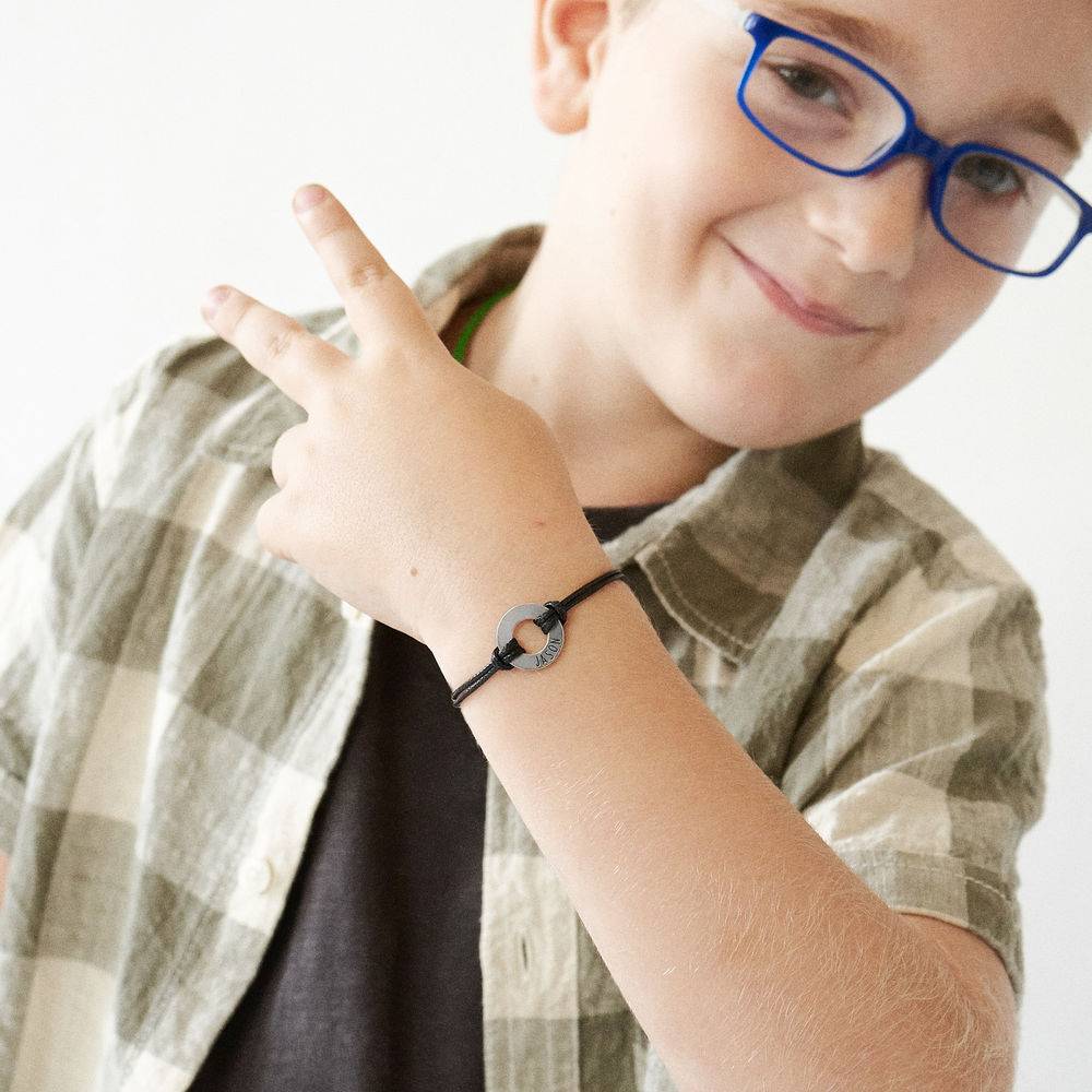 Kids ID Wax Cord Bracelet in Sterling Silver-9 product photo