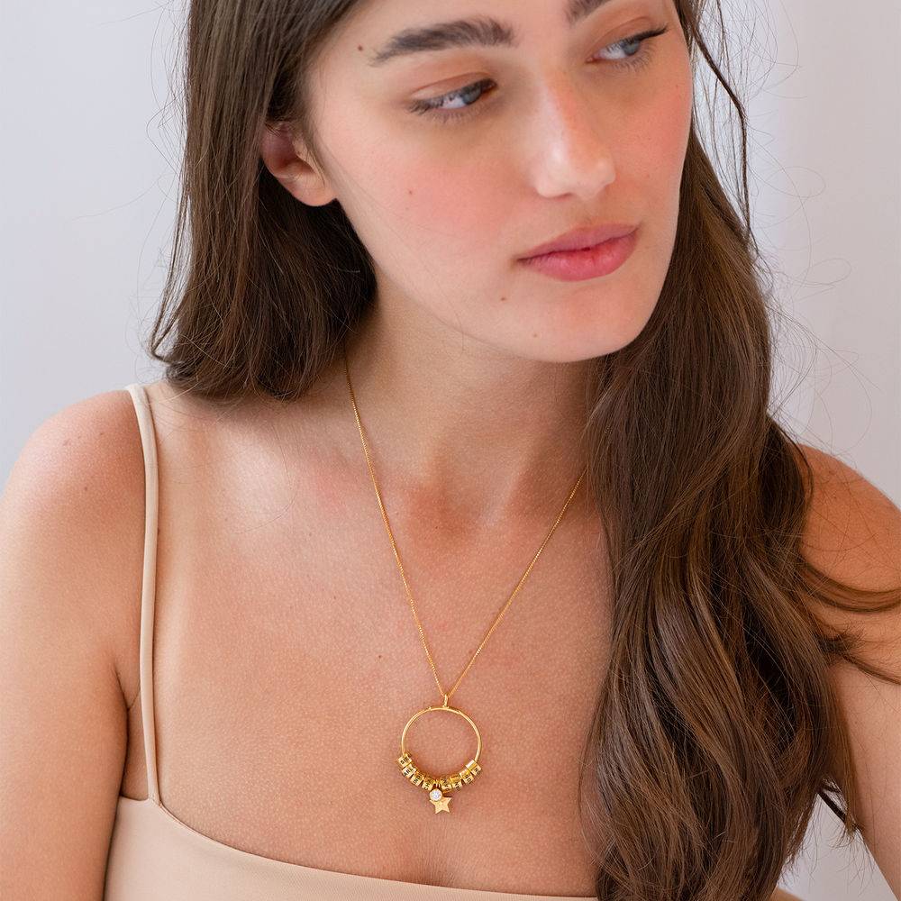 Large Linda Circle Pendant Necklace in Gold Vermeil-4 product photo