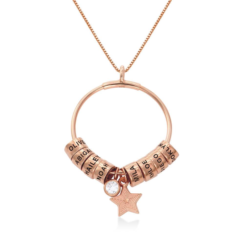 Large Linda Circle Pendant Necklace in Rose Gold Plating-2 product photo