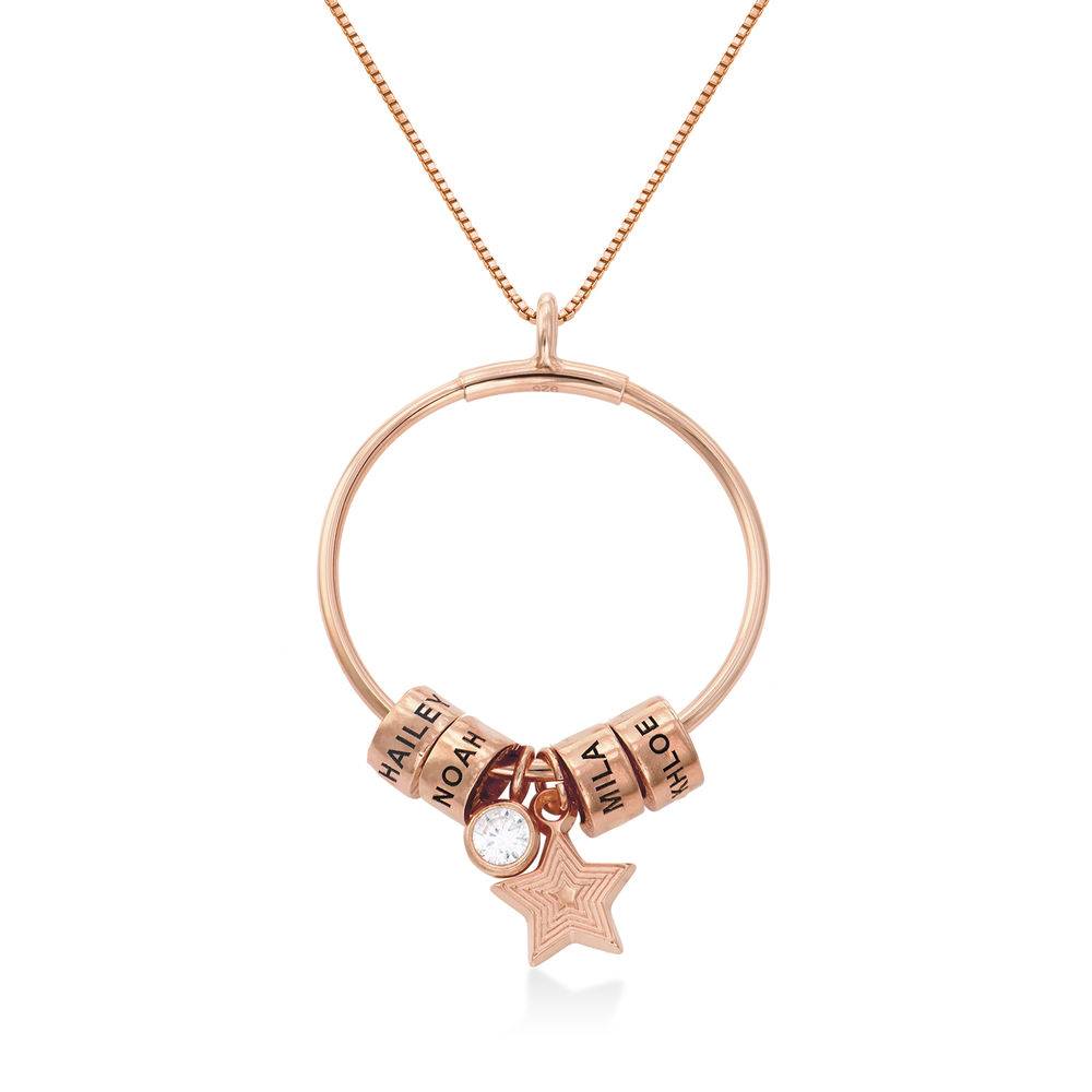 Large Linda Circle Pendant Necklace in Rose Gold Plating-4 product photo