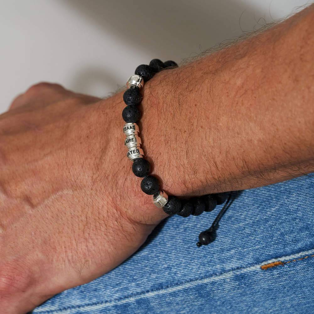 Lava Stones & Custom Beads- Men's Beaded Bracelet-4 product photo