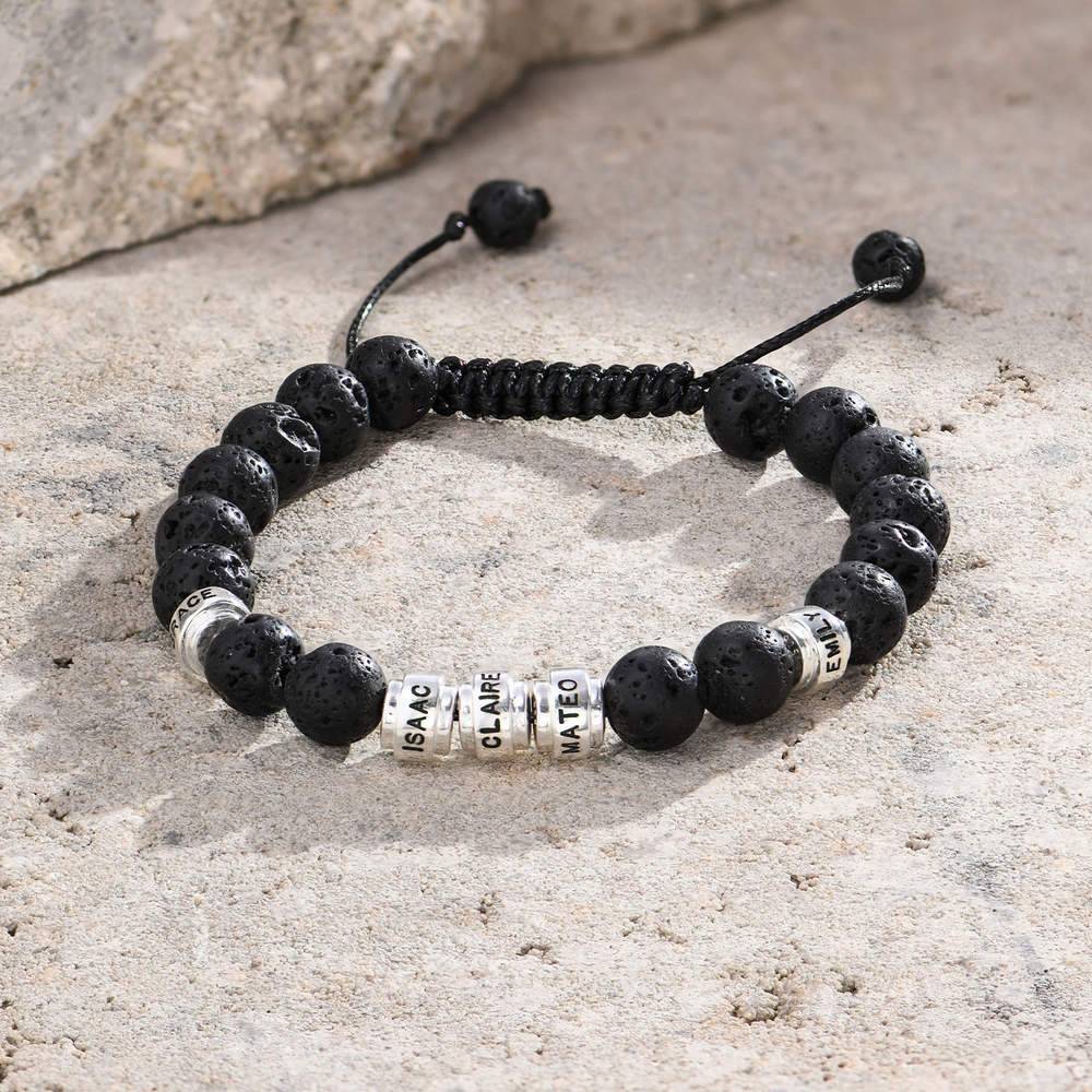 Lava Stones & Custom Beads- Men's Beaded Bracelet-5 product photo