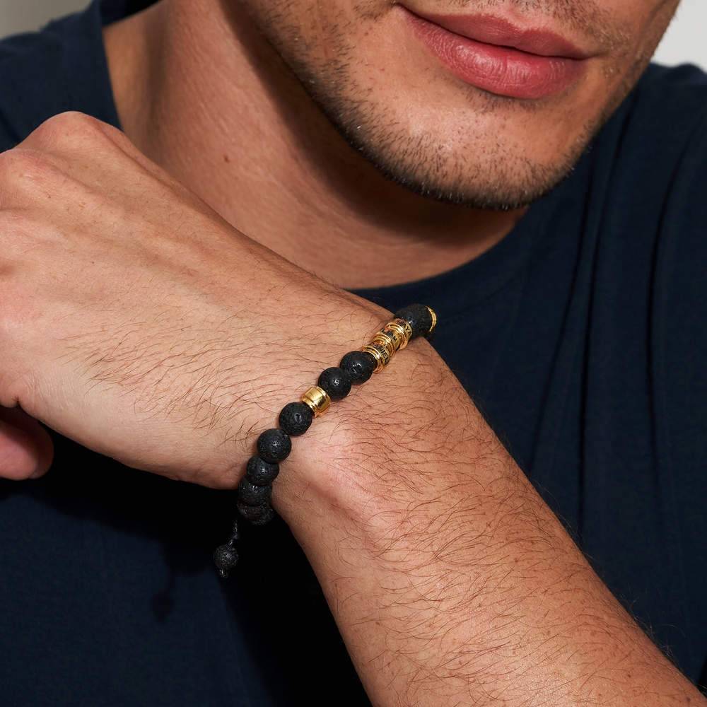 Lava Stones & Custom Vermeil Beads- Men's Beaded Bracelet-2 product photo