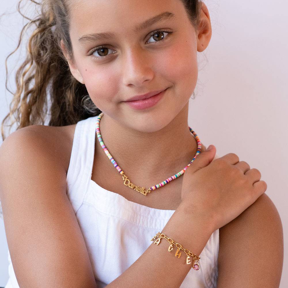 Letter Charm Bracelet for Girls in Gold Plating-3 product photo