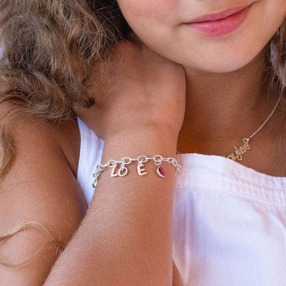 Letter Charm Bracelet for Girls in Sterling Silver-2 product photo