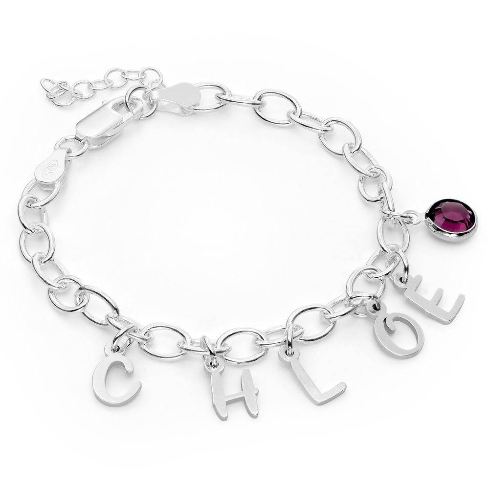 Letter Charm Bracelet for Girls in Sterling Silver-1 product photo