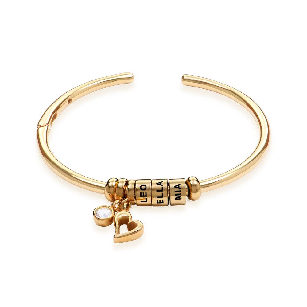 Linda Open Bangle Bracelet with Beads in Gold Plating