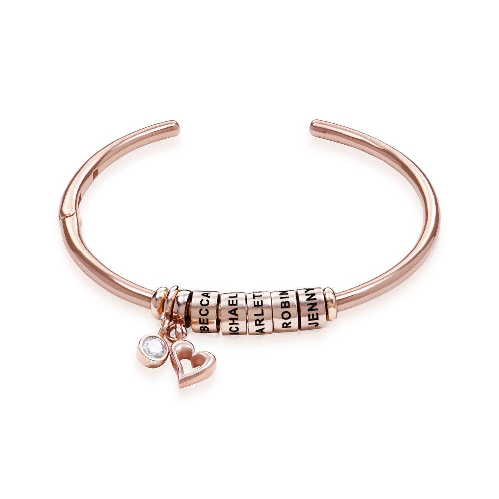 Linda Open Bangle Bracelet with Beads in Rose Gold Plating